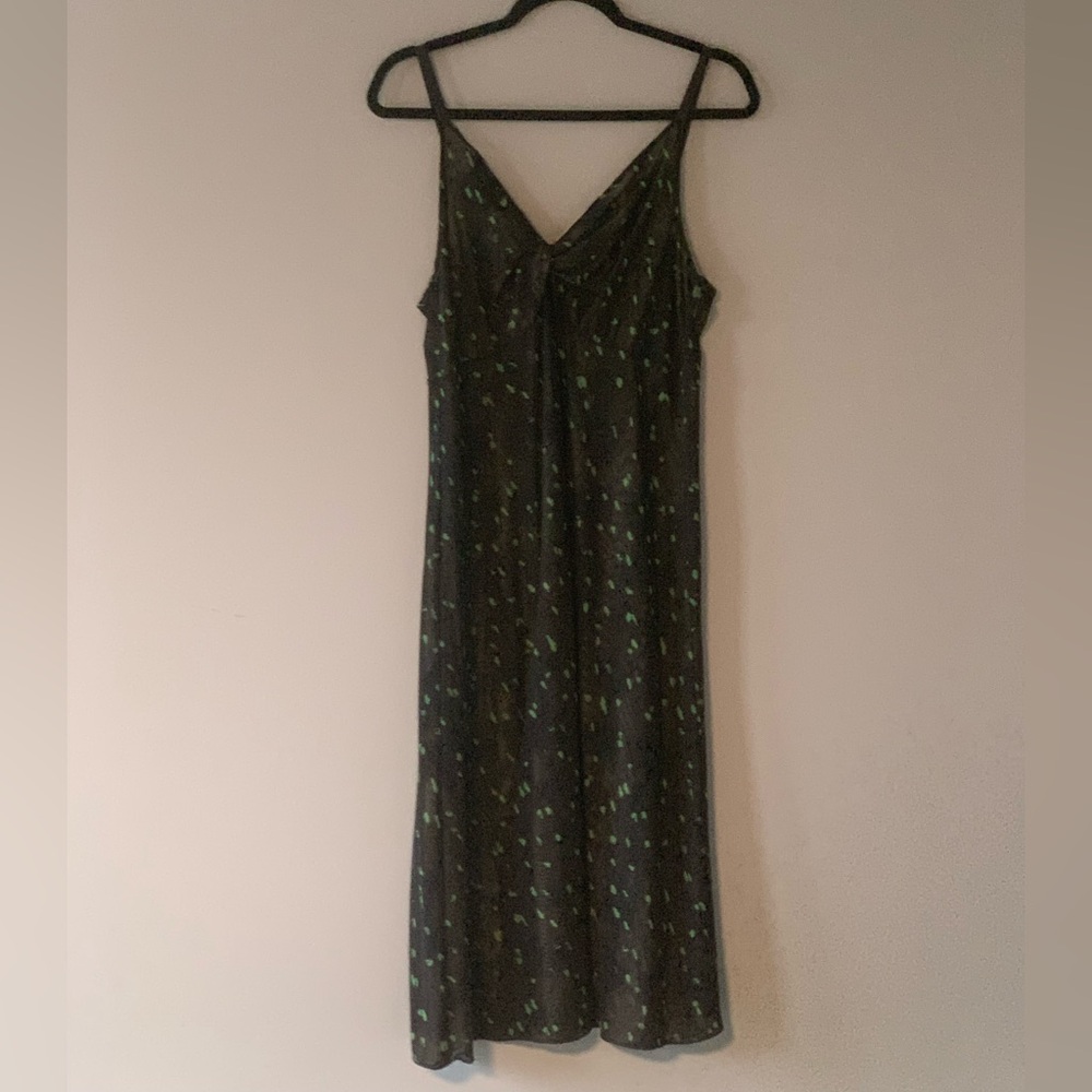 Cabi reversible mesh midi dress. Black with green AND tan/cream/copper/black. M